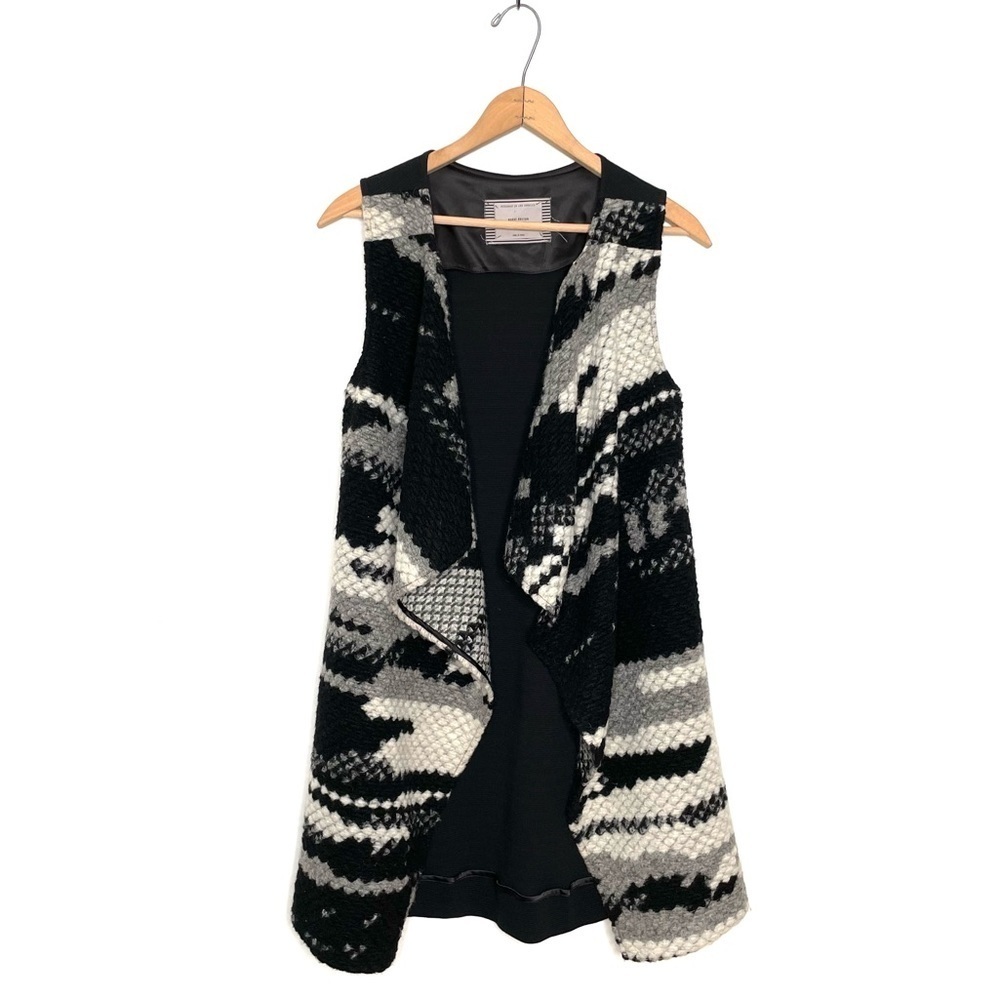 Anthropologie | Guest Editor Boho Aztec Textured Wool Open Vest Sweater Coat